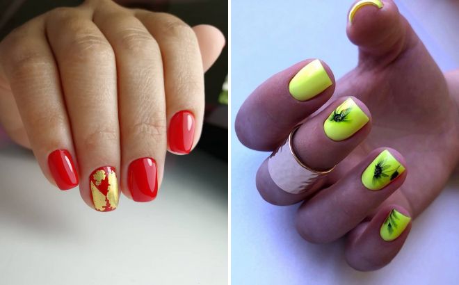 bright summer manicure for short nails