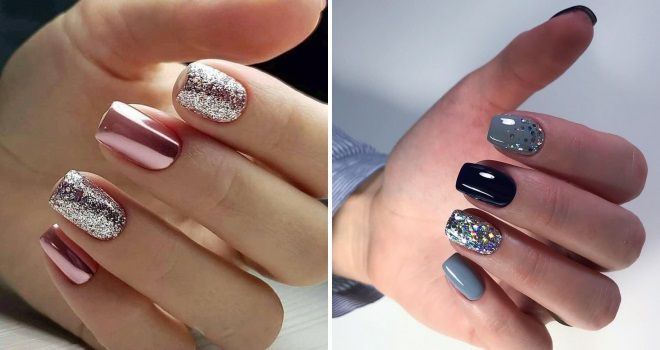 summer manicure for short nails with glitter