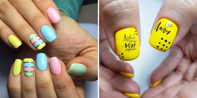 summer manicure for short square nails