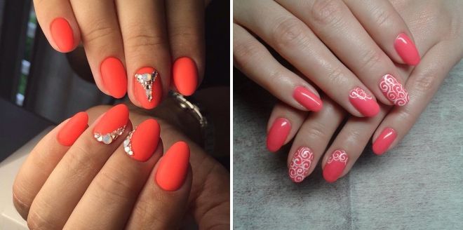 coral manicure for short nails
