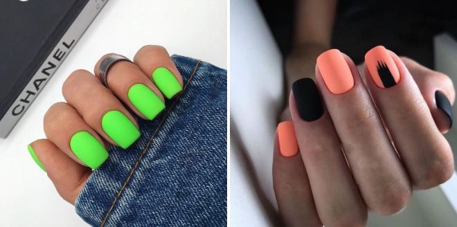 trendy neon manicure for short nails