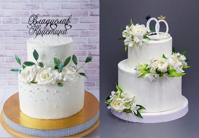 двухъярусный свадебный торт с топпером