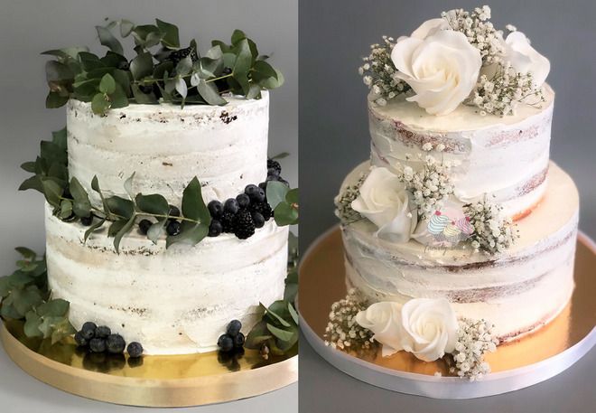 двухъярусный свадебный торт в стиле рустик