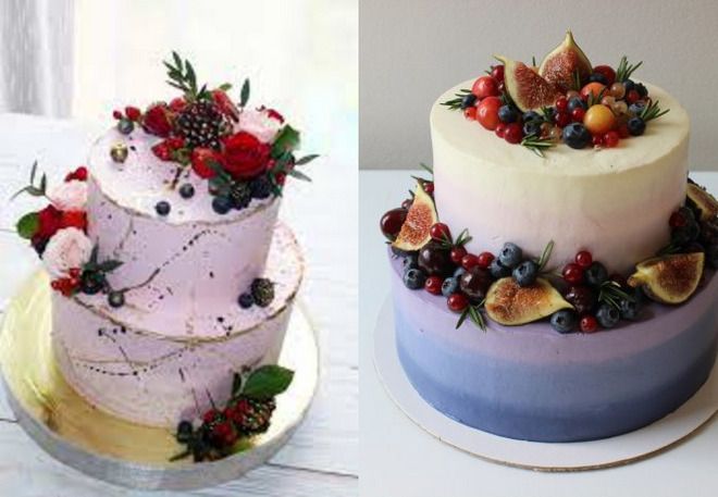 двухъярусный торт на свадьбу с фруктами