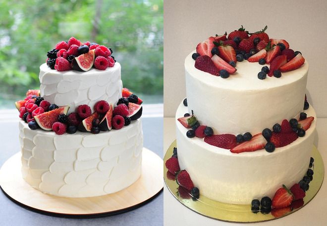 двухъярусный торт на свадьбу с ягодами