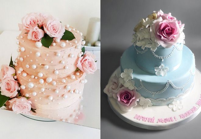 двухъярусный свадебный торт с бусинами