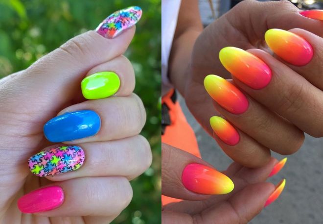 multi-colored manicure for the summer