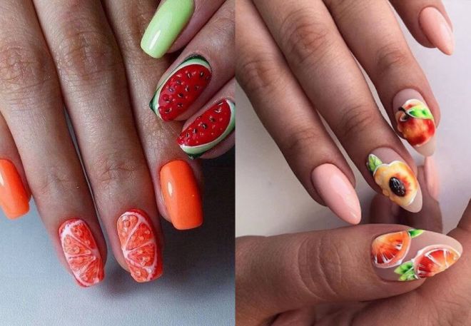 summer manicure with fruit
