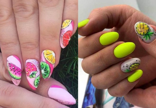 summer manicure with a pattern