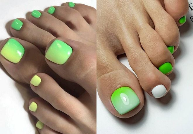 зеленый градиент на ногтях