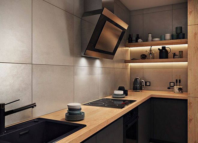 дизайн кухни без верхних шкафов