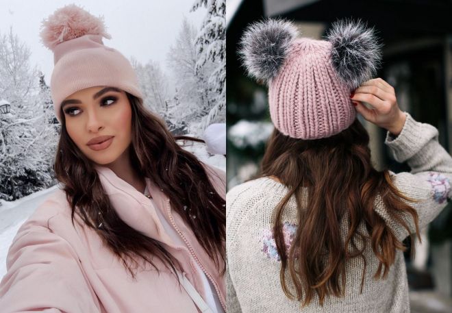 модные женские вязаные шапки на зиму