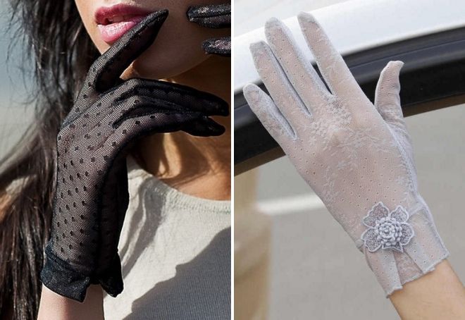 женские летние ажурные перчатки