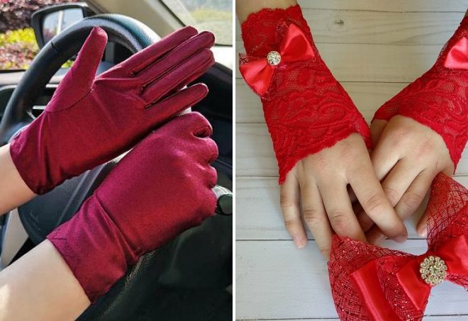 красные летние перчатки