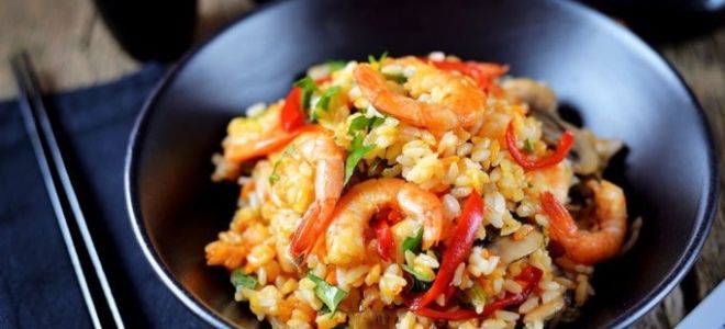Рис с креветками и овощами рецепт