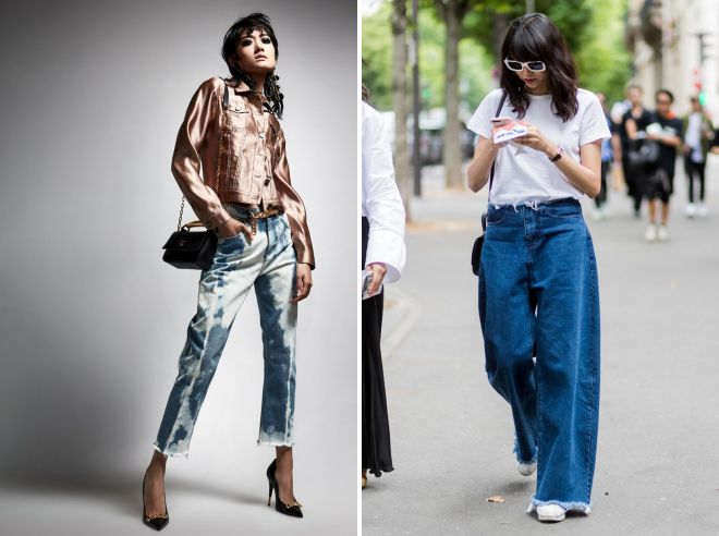женские модные широкие джинсы