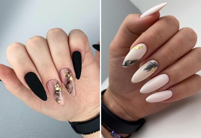 trendy almond shaped nail design