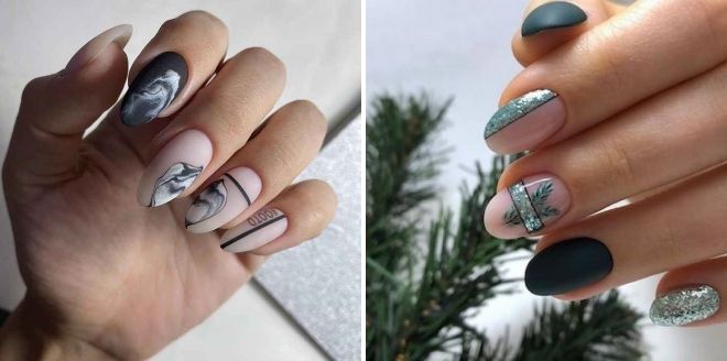 winter almond nail design