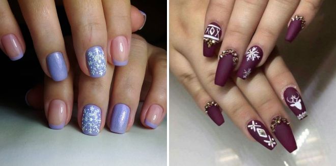 Winter nail design with snowflakes