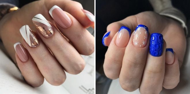 winter manicure with square nails design