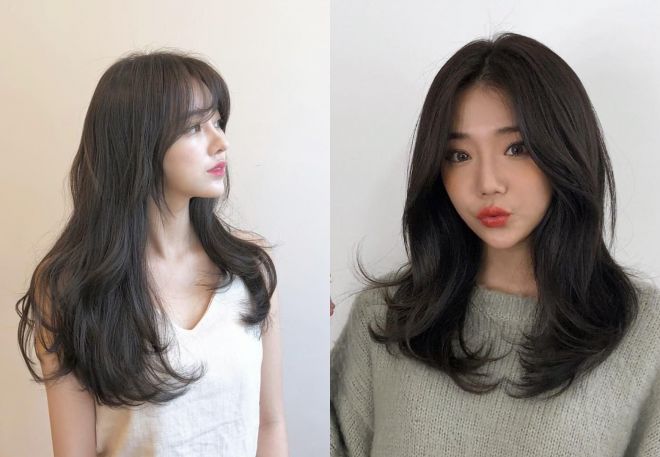 корейская женская стрижка на длинные волосы