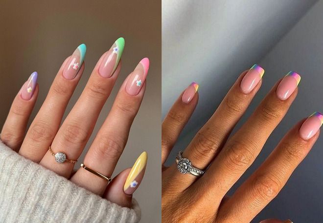 multi-colored summer manicure french