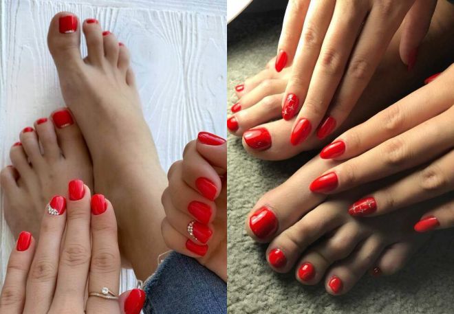red manicure and pedicure for summer