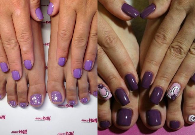 purple manicure and pedicure