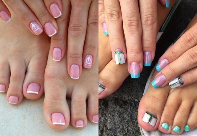 manicure and pedicure design in one style