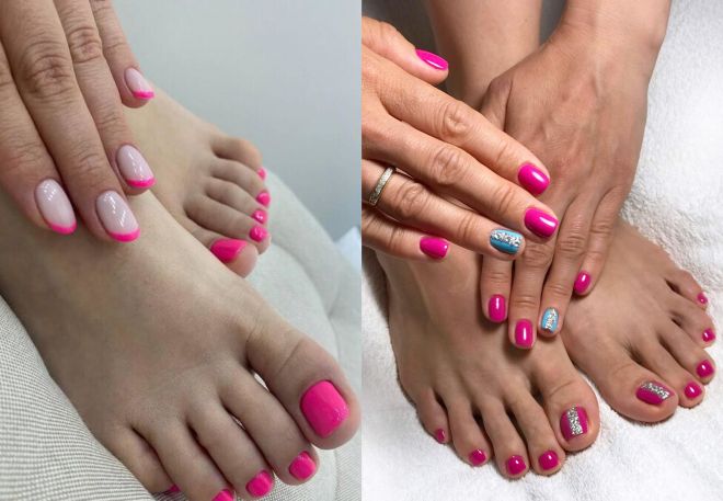pink manicure and pedicure