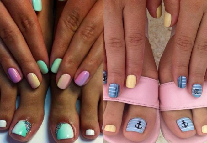 Combination of manicure and pedicure