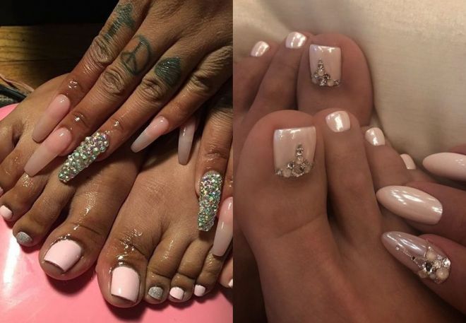beautiful manicure and pedicure in one style