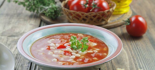 постный томатный суп с фасолью