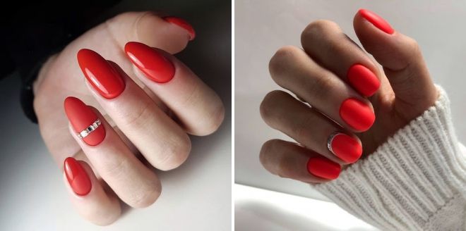 red manicure monochromatic design