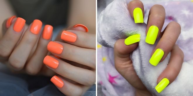 monochromatic neon manicure design