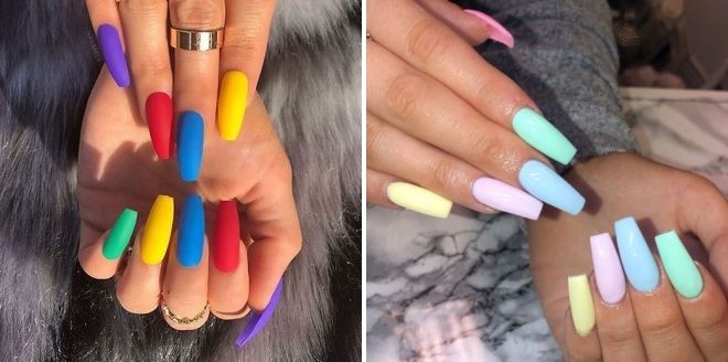 multi-colored plain manicure summer