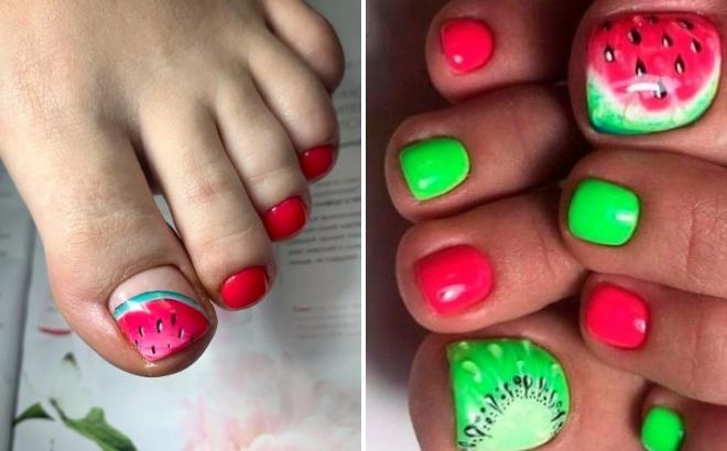 summer pedicure with watermelon