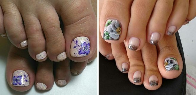 summer pedicure with flowers