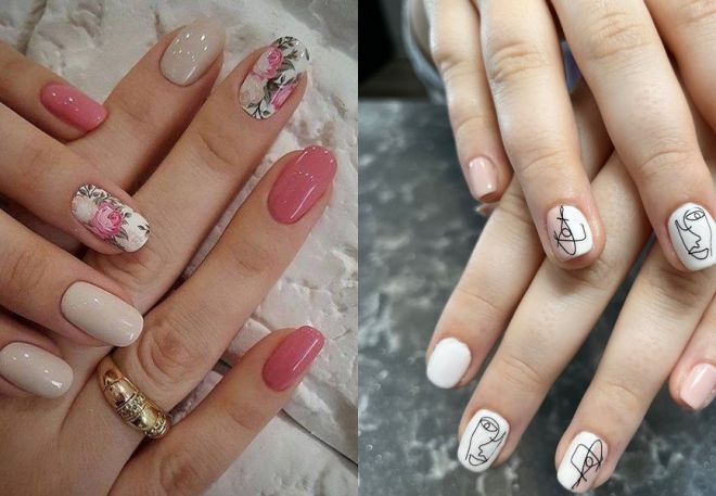 trendy manicure with stickers 2022