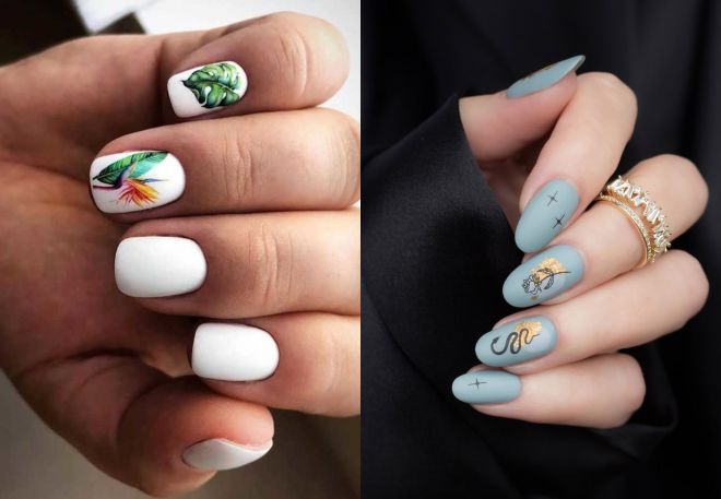 trendy manicure with stickers