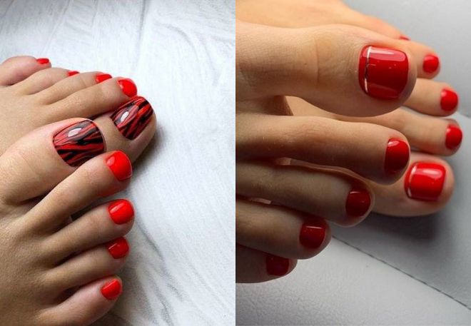 trendy red pedicure