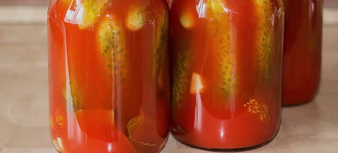хрустящие огурчики в томатном соусе на зиму