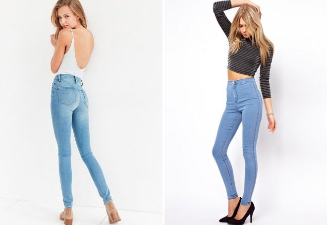 женские джинсы скинни голубые