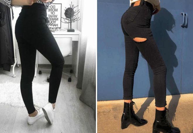 женские черные джинсы скинни