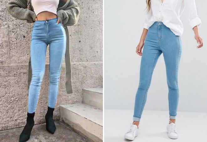 женские джинсы скинни с завышенной талией