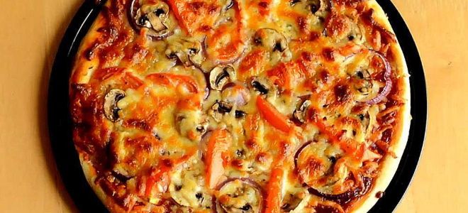 пицца на кефире с грибами