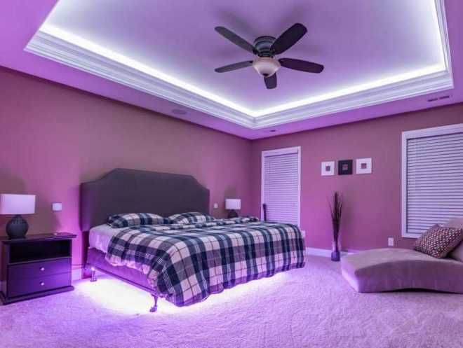 неоновый свет в спальне