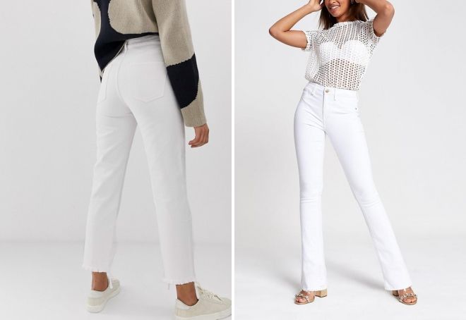 белые женские прямые джинсы