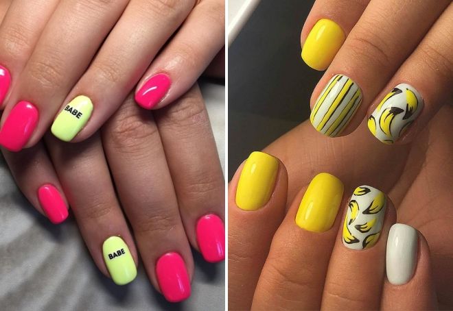 bright summer manicure for short nails