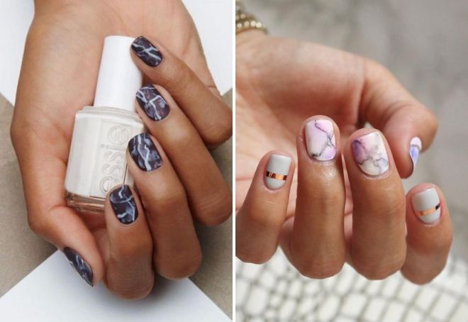 marble manicure for short nails